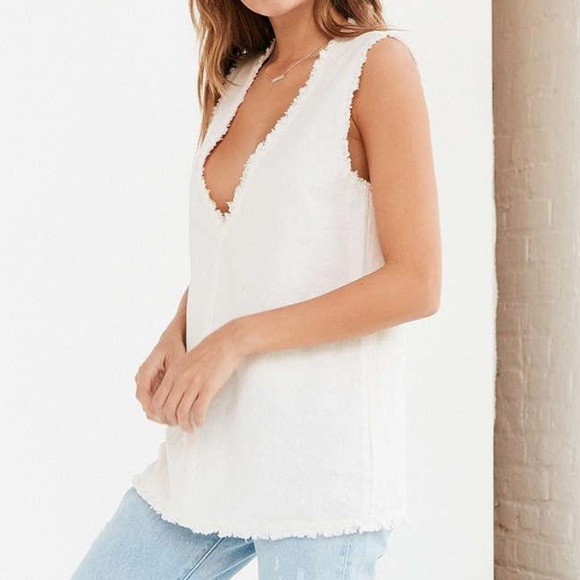 Urban Outfitters Tops - UO Deep V Frayed Hem Tanktop